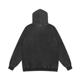 Men Hoodie Character Printed Washed Distressed Hooded Sweater Retro Casual Loose Long Sleeve Hoodie