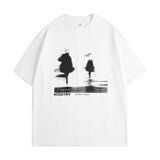 Summer New T-Shirt Black and white tree abstract Printed Mal