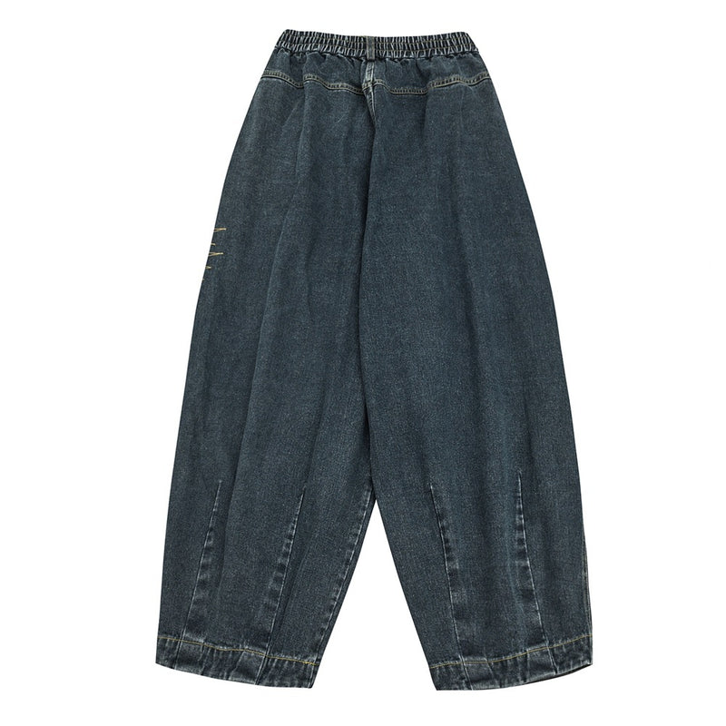 Unisex Jeans Straight Loose Washed-out Jeans