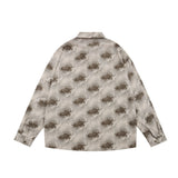Men Long Sleeved T Shirt Hawaiian Drape Floral Shirt Men's Spring and Autumn Loose Lapel Long Sleeves Shirt