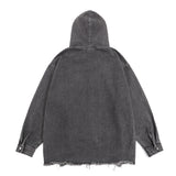 Men Denim Jacket Wash Gradient Hooded Denim Hoodie Men's Denim Jacket Coat