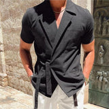 Men Suits Vests Summer Men's Short Sleeve Shirt Coat