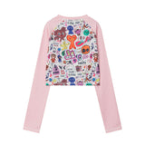 Women Long Sleeve T-Shirt Printed Long Sleeve T-shirt Girls Autumn Casual O-neck Short