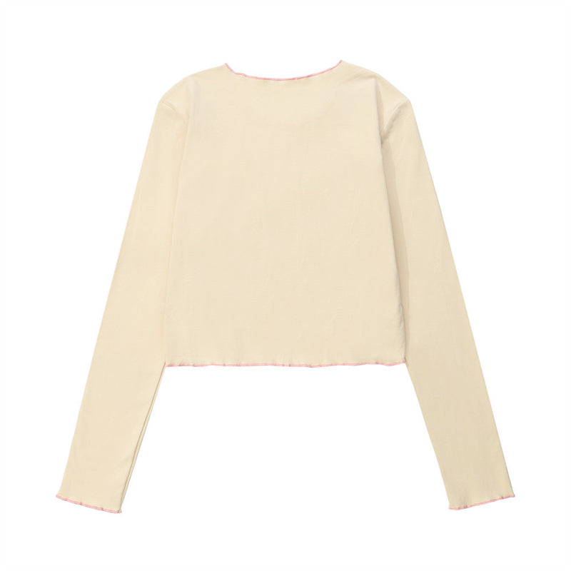 Women Long Sleeve T-Shirt Printed Long Sleeve T-shirt Girls Short Stitching Casual