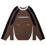 Men Hoodie round Neck Base Sweater Stitching Contrast Color American Motorcycle Racing Suit