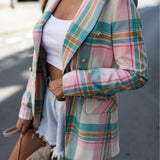 Plaid Trench Coat Plaid Suit Coat Women's Clothing