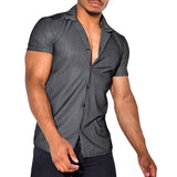 Men Co-Ords Men's Lining Striped Shirt Printed Short Sleeve