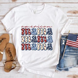 Women's Independence Day T Shirt round Neck Short Sleeve T-shirt Women's Top
