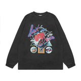 Men Long Sleeve Shirt Printed Washed Long Sleeve Bottoming T-shirt for Men and Women