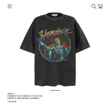 American vintage street T-shirt pure cotton retro men's and women's summer loose