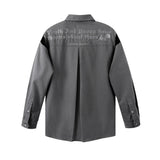Men Long Sleeved T Shirt Color Matching Stitching Embroidered Letter Long Sleeve Lapel Shirt Men Ins