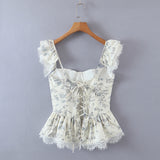 Women T-Shirt Summer Casual Printed Slim-Fit Sling Blouse