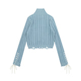 Women Sweater Short Knitwear for Girls Autumn Leisure Stand Collar