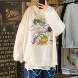 Men Hoodie Sweater Men's Loose Printed Casual Korean Style Autumn Crew Neck Long Sleeve