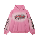 HS Hoodie Flame Vintage Print Loose