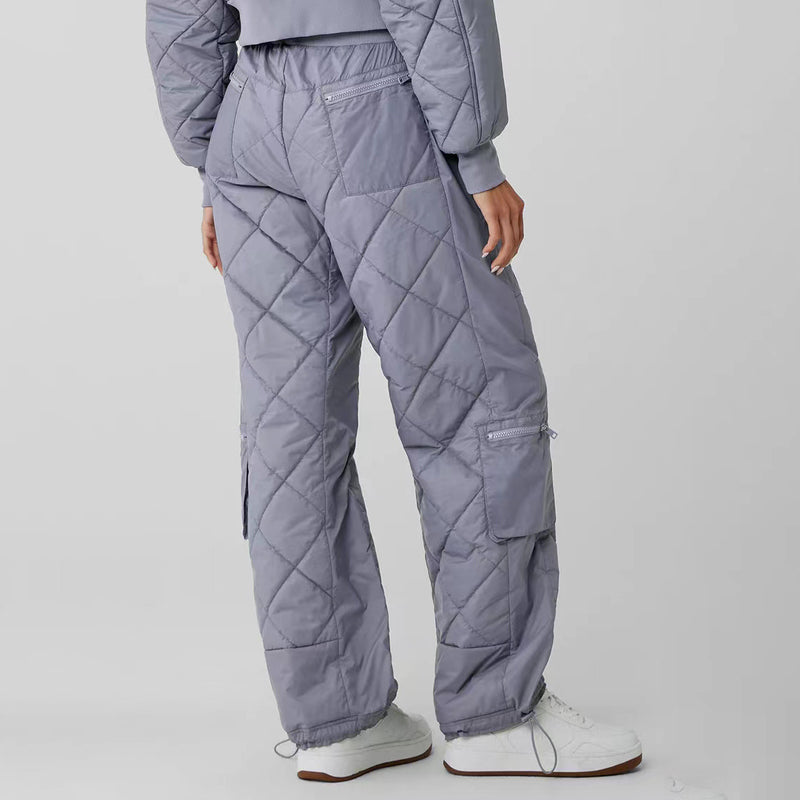 Women Cargo Pants Women's Autumn and Winter Pocket Zipper Stitching