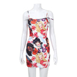 Women Desses Summer Printed Suspender Skirt Repair Dress Women
