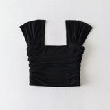 Women T-Shirt Design Mesh Stitching Short Sleeve