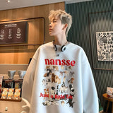 Men Hoodie round Neck Sweater Men's Autumn Fashion Brand Printed Loose Casual