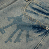 Unisex Jeans Retro Washed Denim Loose Straight