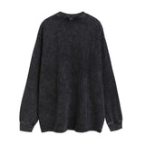 Men Long Sleeve Shirt Printed Washed Long Sleeve Bottoming T-shirt Men and Women Vintage