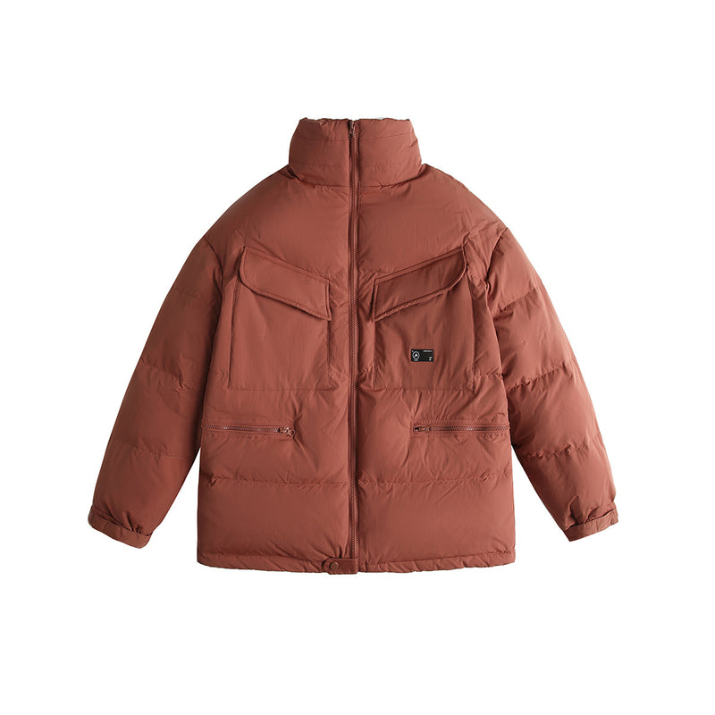 Unisex Sweater Winter Solid Color without Hat down Jacket