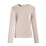 Women T-shirt Fall Women's Clothing Bottoming Shirt round Neck Long Sleeve T-shirt for Women
