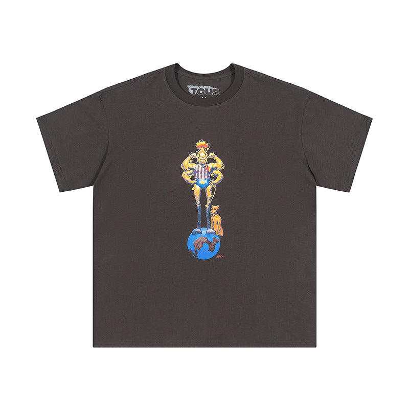 Travis Scott T-Shirt Travis Scott Short Sleeve Circus Letter Print Casual Loose Short Sleeve