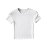 Women T-Shirt round Neck Short Sleeve T-shirt Women's Tight Top