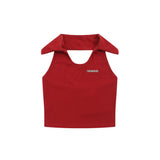 Women Vest Lapel Sleeveless Vest Short Girls' Summer Top