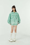 Unisex Jacket Autumn Letters Embroidery Gradient Denim Girls