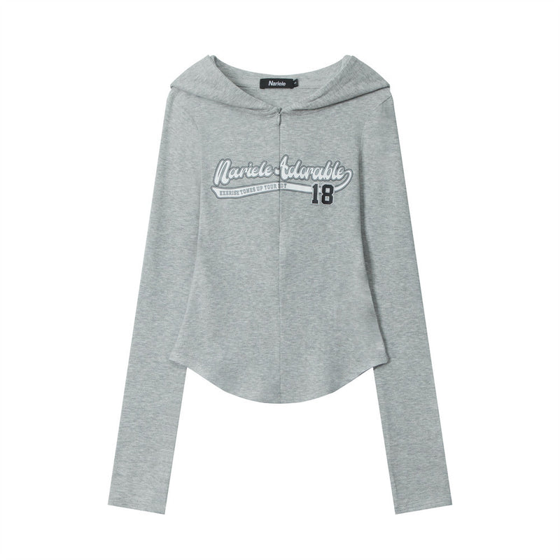 Women Long Sleeve T-shirt Hooded Cardigan T-shirt Girls' Autumn Long Sleeve Coat