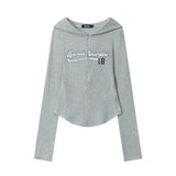 Women Long Sleeve T-shirt Hooded Cardigan T-shirt Girls' Autumn Long Sleeve Coat