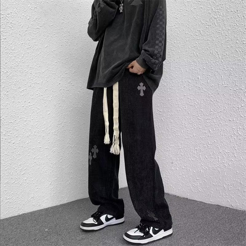 Men Sweatpants Corduroy Pants Men's Autumn and Winter Straight Loose Casual Pants