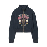 Women Hoodie Printed Short Girls' Casual Autumn Long Sleeve Jacket