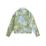 Unisex Jacket Autumn Vintage Tie-Dyed Denim Coat