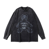 Men Long Sleeve Shirt Bear Printed Long Sleeve T-shirt Men and Women Washed and Worn