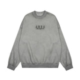 Men Hoodie Embroidery Letter Crew Neck Men's Spring and Autumn Distressed Dirty
