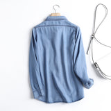 Women T-shirt Denim Shirt Female Loose Casual Long Sleeves
