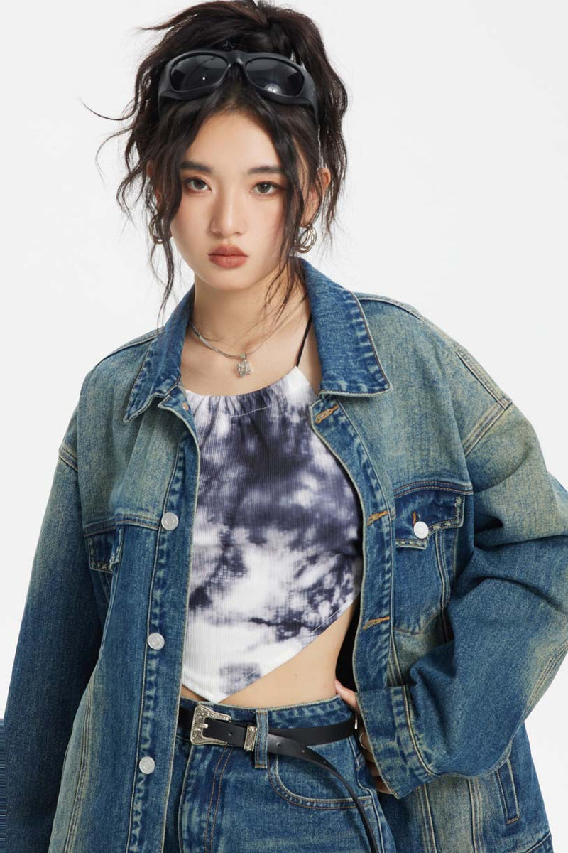 Unisex Jacket Autumn Washed Denim Jacket Coat Women's Clothing