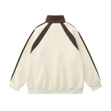 Men Hoodie Mixed Color Stripe Raglan Sleeve Stand Collar Sweater