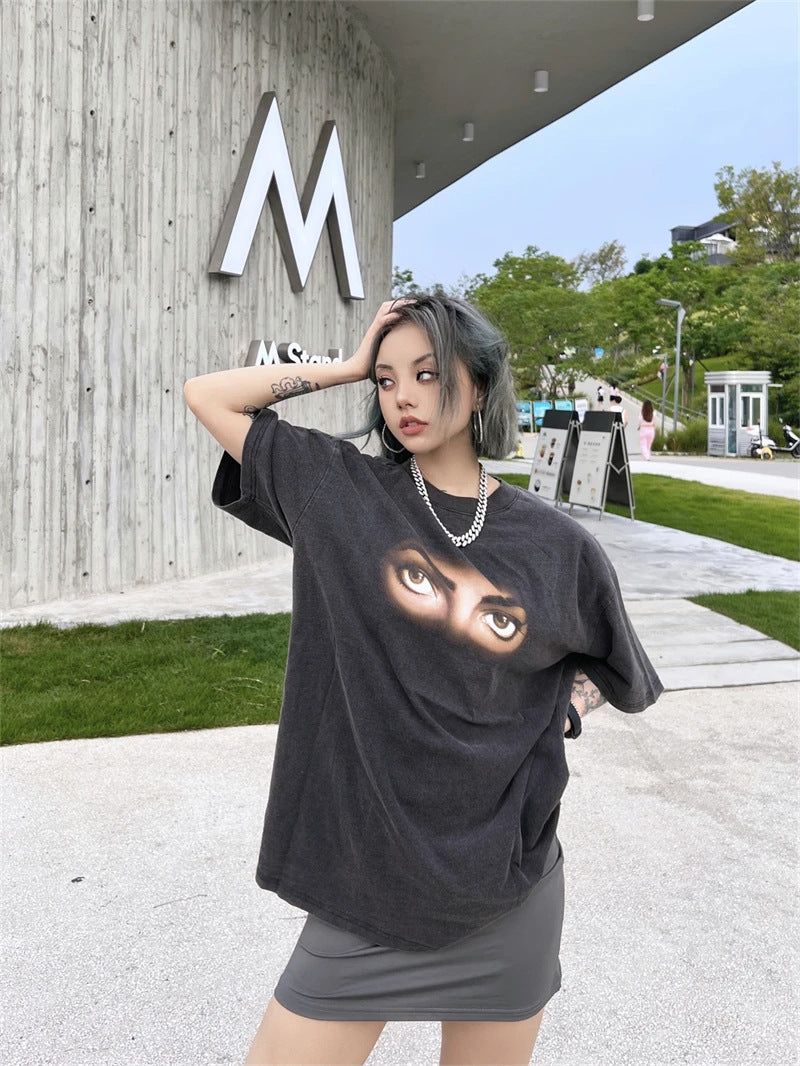 Vintage Jackson eye print retro old oversized T-shirt