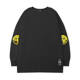 Men Long Sleeve Shirt Printed Long Sleeve T-shirt Men's and Women's Casual Smiley round Neck Top