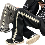 Men Sweatpants Ribbon Matching Ice Silk Casual Pants Men's Sports Pants