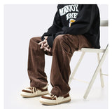 Men Sweatpants Men's Straight Loose Wide Leg Pants Retro Drape Casual