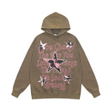Men Hoodie XINGX Letter Print Sweatshirt Men's Hip Hop Rock Wash Pullover Hoodie