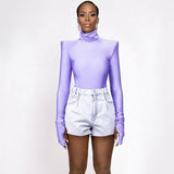 Women Jumpsuit Summer Fashion High Collar Long Sleeve Dress