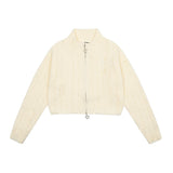 Women Sweater Short Knitted Open XINGX Zip Autumn Sweater Coat