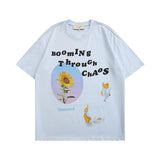 Men T Shirt Floral Print Short-Sleeved T-shirt Men and Women Couple Loose