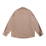 Men Long Sleeved T Shirt Plaid Long Sleeve Shirt Men's Loose Casual Spring and Autumn Lapel Shirt